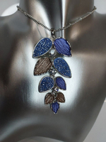 Набор бижутерии "Голубая гроза", колье и серьги, регулируемая длина, синие