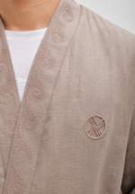 Шапан льняной длинный OYU TOLQYN DARK BEIGE