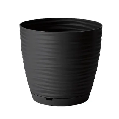 Горшок для цветов пластиковый 1,5л d-14,6см «Saffron» с поддоном черный