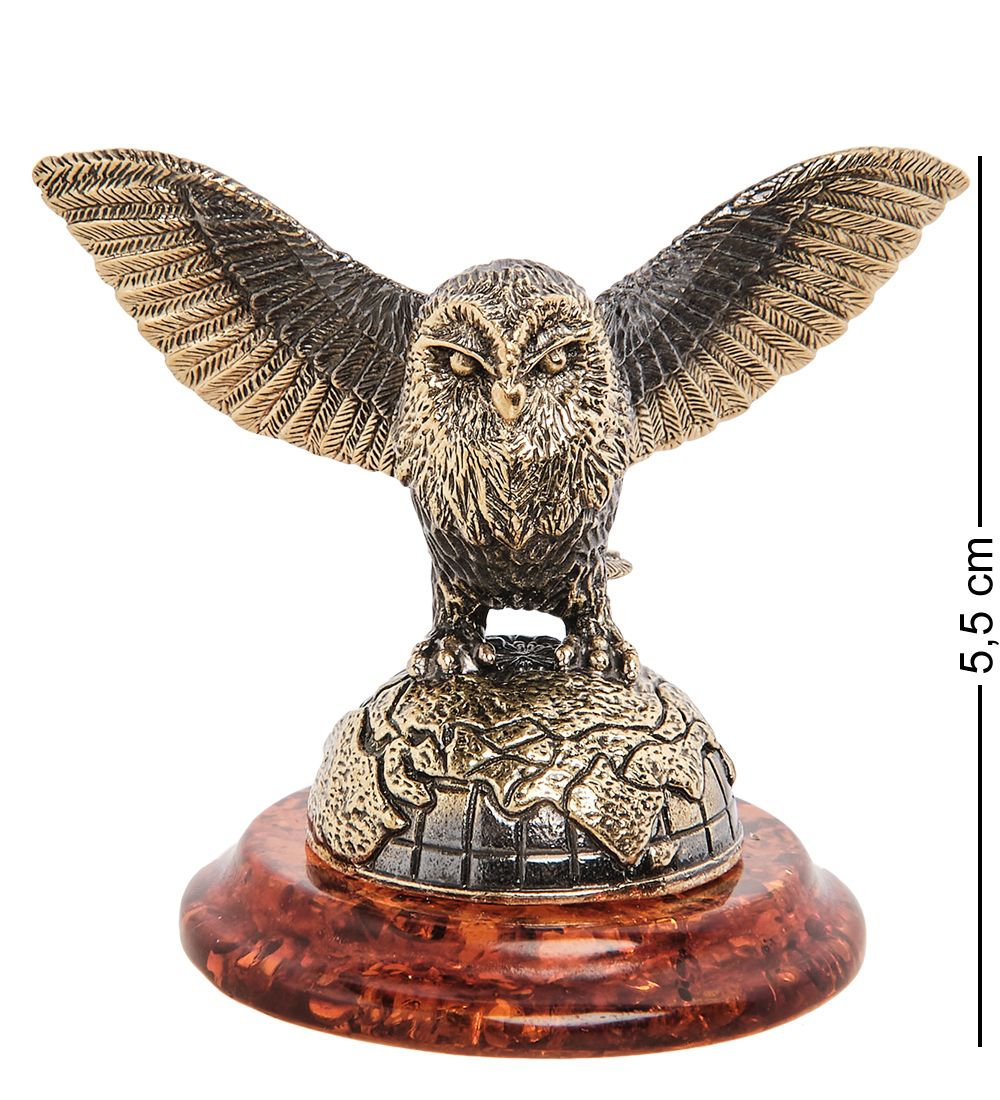 Народные промыслы AM-2179 Фигурка «Сова Хэдвиг» (латунь, янтарь)