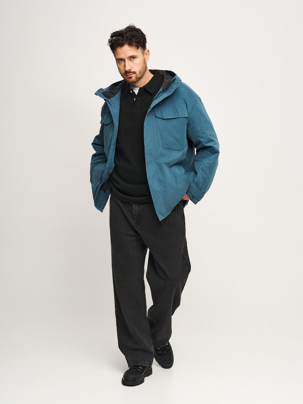 Куртка FOS с диагональными карманами аквамариновая