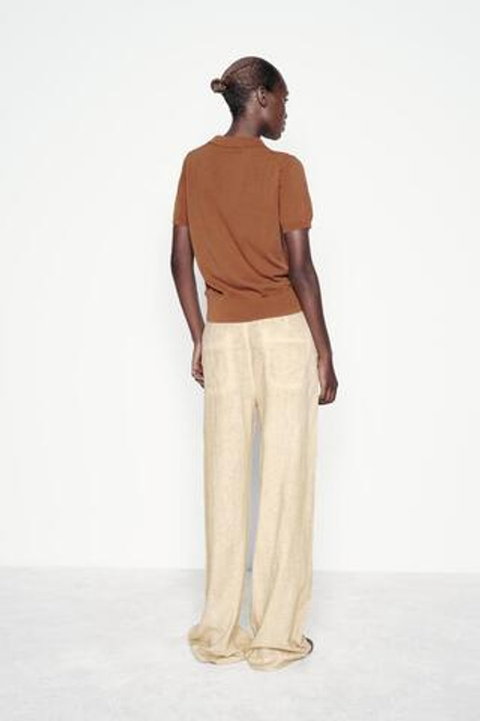 ZARA ОДНОТОННОЕ ТРИКОТАЖНОЕ ПОЛО, МЕДНЫЙ