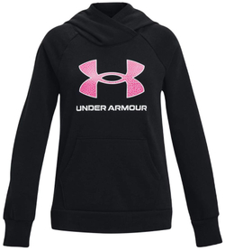 Кофта для девочки теннисная  Under Armour Girls' UA Rival Fleece Big Logo Hoodie - black/pink edge