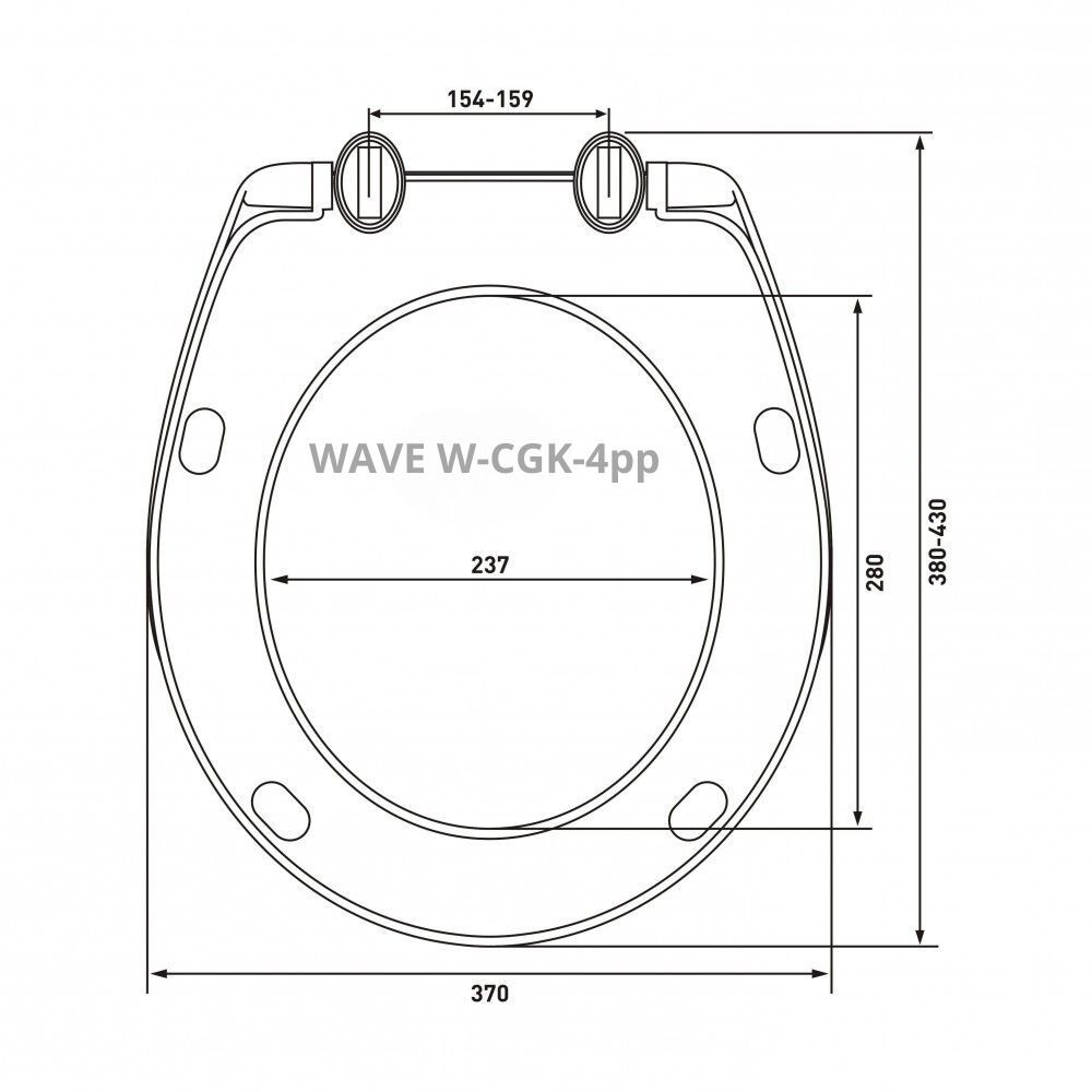Сиденье д/унитаза  WAVE W-CGK-4pp полипропилен БЕЛЫЙ глянец (Делфи,Гранд,Лидер) 01