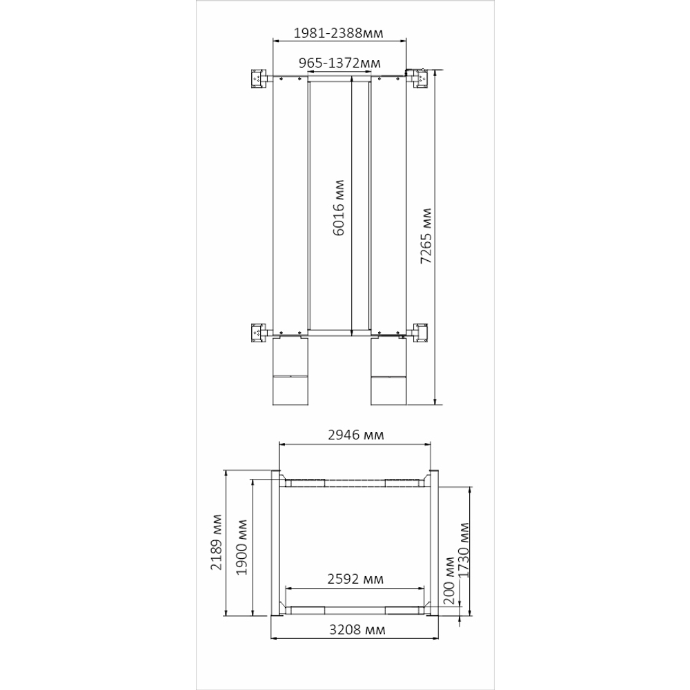A465E Подъемник четырехстоечный, 6,5 т. с увеличенной длиной платформы для слесарных работ