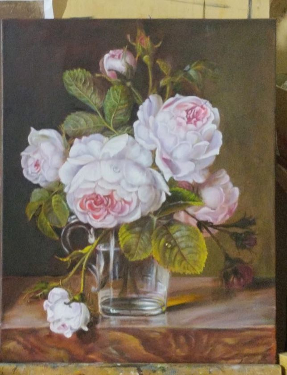 Картина «Натюрморт с белыми розами» | Холст, масло 40х50 см | Художница Ефимова Ольга