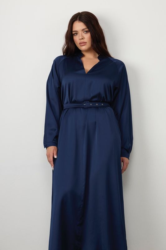 Платье-туника с длинным рукавом, темно-синий