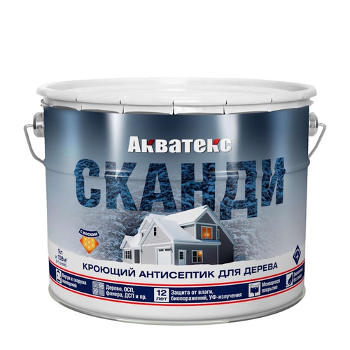 Пропитка по дереву Антисептик АКВАТЕКС Сканди имбирь  9л новая тара (пласт.ведро) Рогнеда