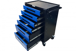 Инструментальная тележка GWT-B6L (6 ящиков, центральный замок, колеса с тормозом, синяя)