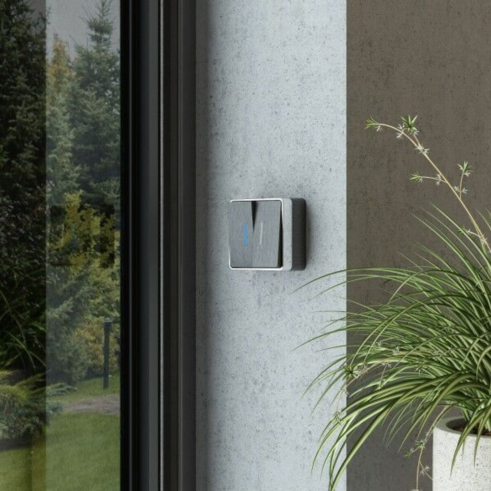 Выключатель двухклавишный с подсветкой Gallant (графит рифленый)