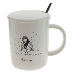 GAEM Кружка с крышкой и ложкой, 350 мл, L11,5 W8 H11 см, 4в.