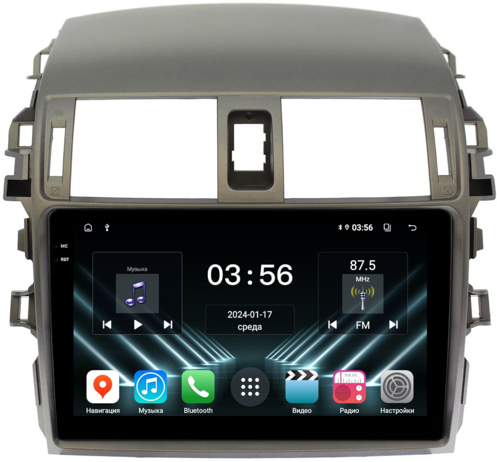 Магнитола для Toyota Corolla 150 2006-2013 (рамка тип 2) - FarCar DX063-2M монитор 9.5" IPS на Android 13, 4+64Гб, CarPlay