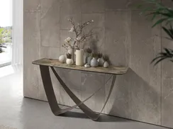Консоль из мраморной керамики серо-коричневого цвета металлик 3269