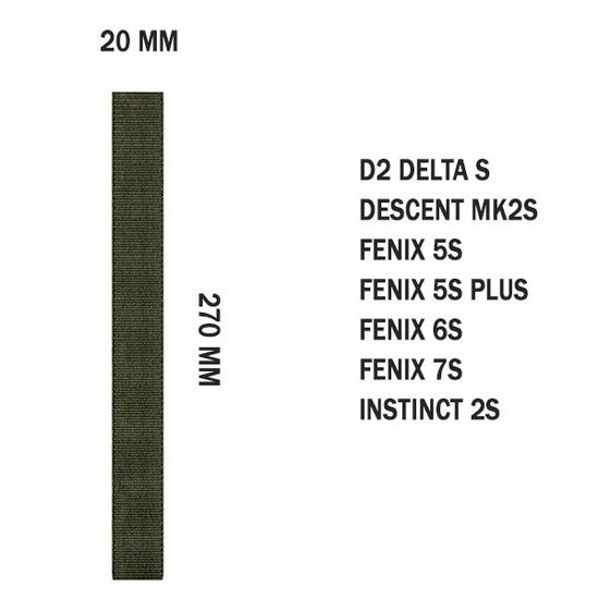 Нейлоновый ремешок NylonFit 20 мм для Garmin Fenix 7S, Fenix 6S, Fenix 5S, Instinct 2S, D2 Delta S (Черный)