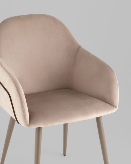 Стул Новел New велюр серо-коричневый, ножки бежево-серые