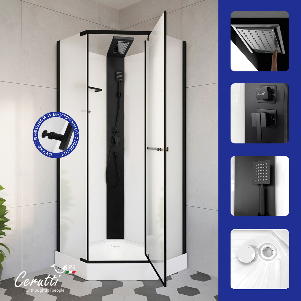 Душевая кабина Ceruttispa (ЧеруттиСпа) CHIKA901BF, с низким поддоном, 90x90x225