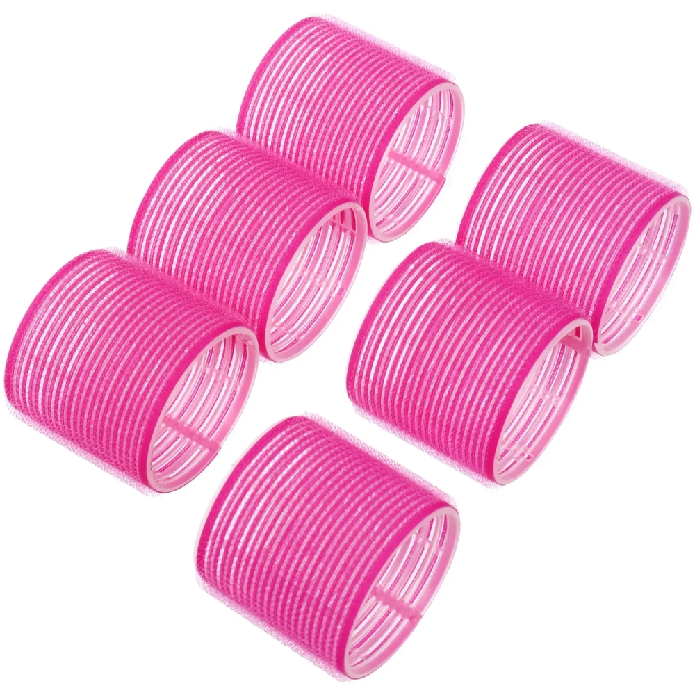 Бигуди липучки, 6шт., однотонные, фуксия, d-6,3см