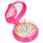 Расческа массажная детская складная «КАРАМЕЛЬ», единорог, цвет фуксия, d-6см (пакет с подвесом)