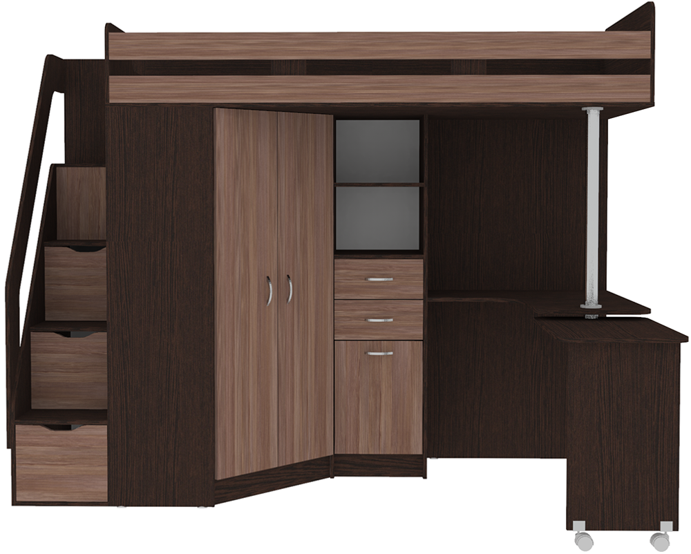 Кровать-чердак КарИВи Мийа Люкс Венге Бодего Темный