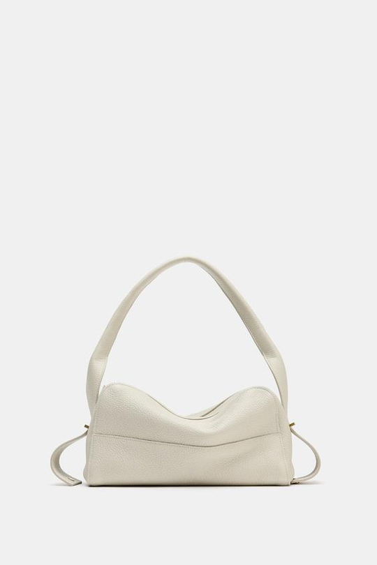 ZARA КОЖАНАЯ СУМКА С ПЛЕЧЕВЫМ РЕМНЕМ, ЭКРЮ