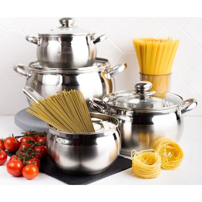 Набор посуды нерж, 7 пр, кастрюли 1.9,2.9,3.9 л, ковш 1.9 л, индукц, Daniks, Классика, SD-6-7