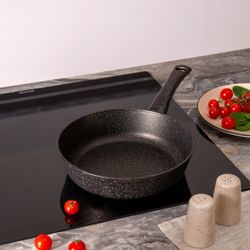СКОВОРОДА AGNESS ГЛУБОКАЯ С АНТИПРИГАРНЫМ "МРАМОРНЫМ" ПОКРЫТИЕМ, СЕРИЯ GRANITE, 24Х6,1СМ