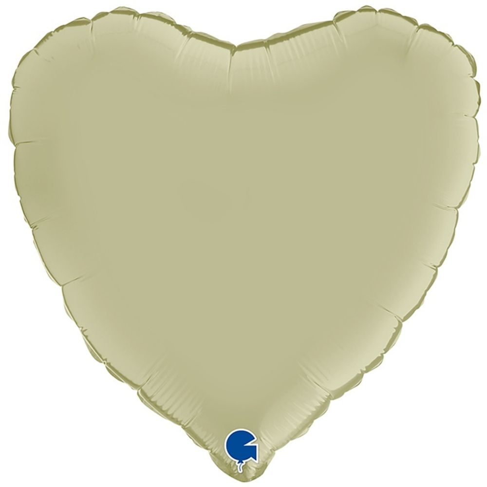 Фольгированный воздушный шар сердце, Оливковый,Сатин 46 см