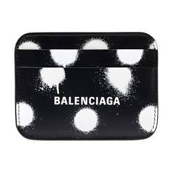 Balenciaga Leather Card Holder Unisex Black White