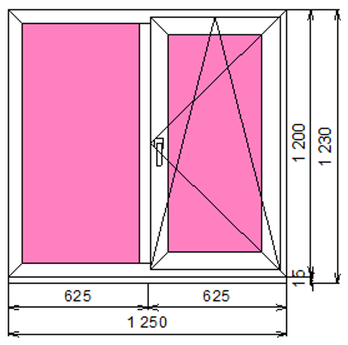 Пластиковое окном 1200 х 1250 ТермА Эко