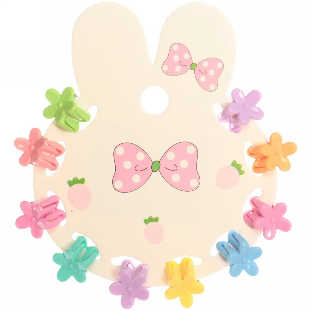 Заколки - крабы для волос детские 10шт на блистере «Little Princess», цветочек, 1*0,85см