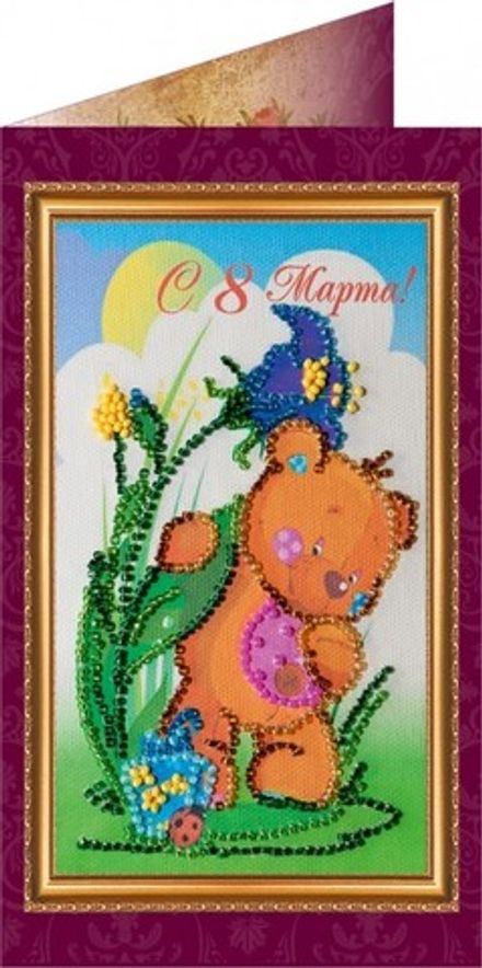 Набор-открытка для вышивки бисером «8 Марта-6»