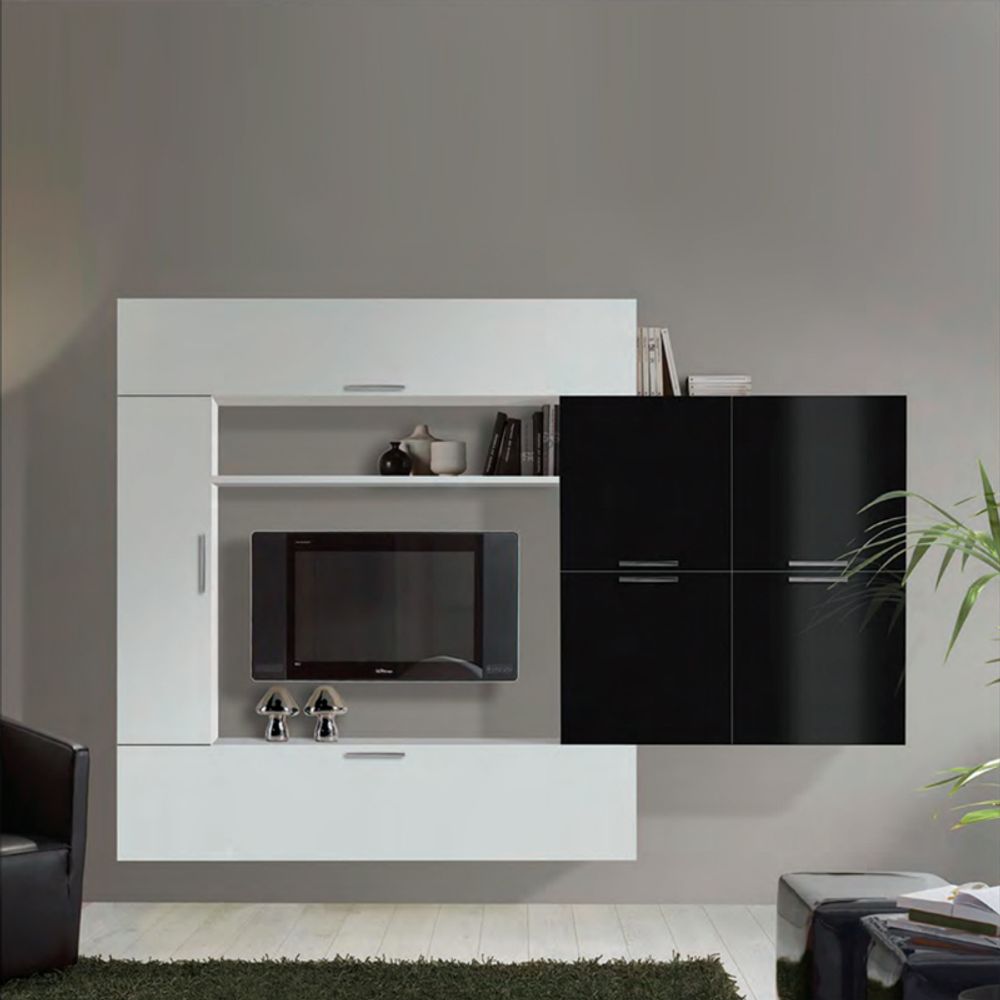 Комплект мебели для гостиной Stern, цвет черный глянцевый - белый глянцевый, BSTE27201