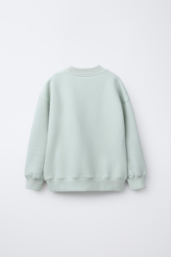 ZARA ТОЛСТОВКА С ТЕКСТОВЫМ ПРИНТОМ, СВЕТЛО-ЗЕЛЕНЫЙ