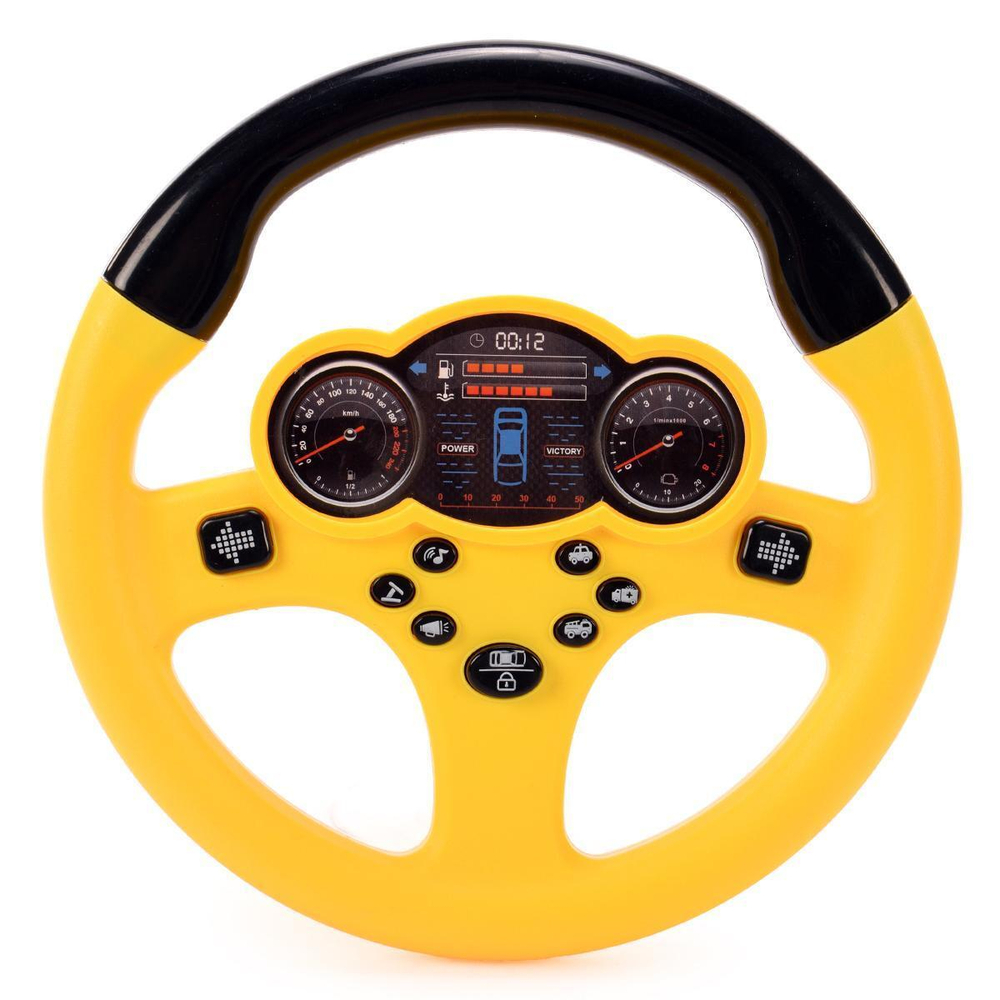 Руль музыкальный 16см, желтый, коробка 1026-19