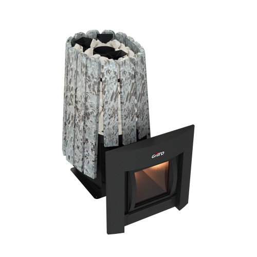 Дровяная банная печь Grill'D Cometa Vega 350 Window Max Stone Pro (Серпентинит)