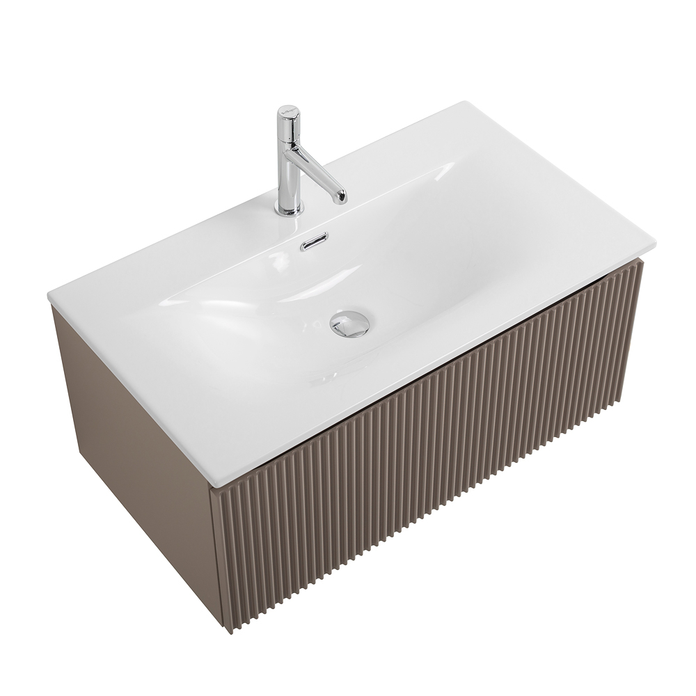 Тумба с раковиной подвесная BelBagno UNO-800-1C-SO-СO Бежевый матовый, раковина белая BB-8099-80