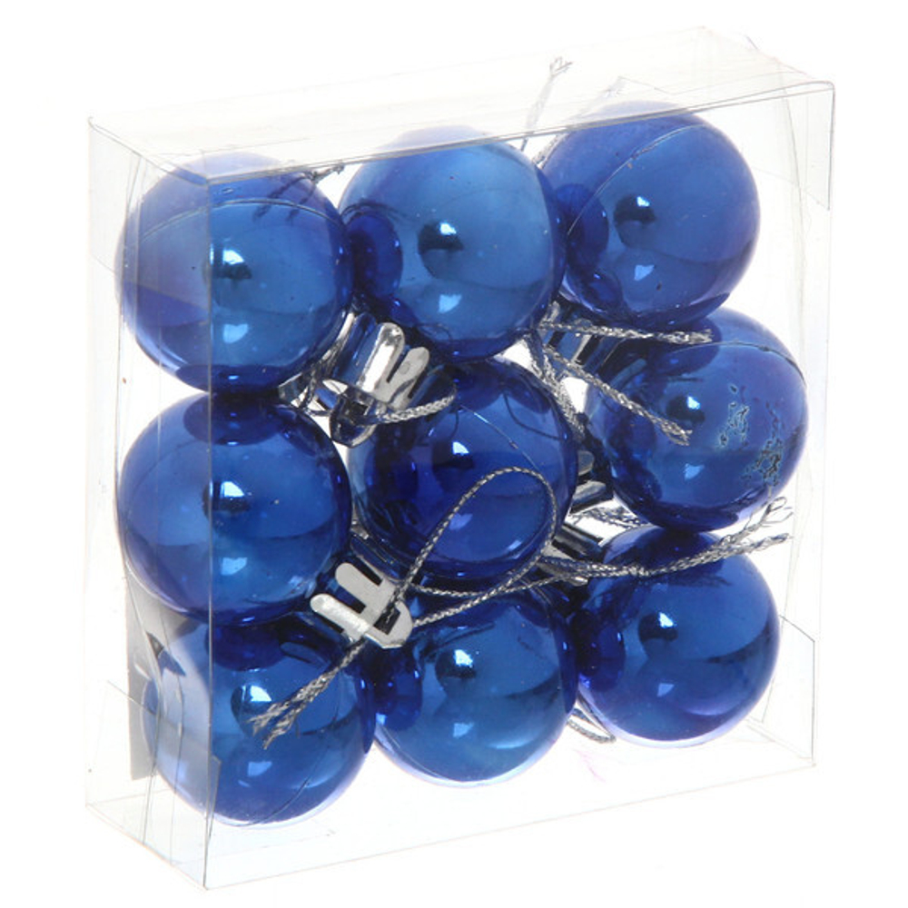 Новогодние шары 3 см (набор 9 шт) «Глянец», синий