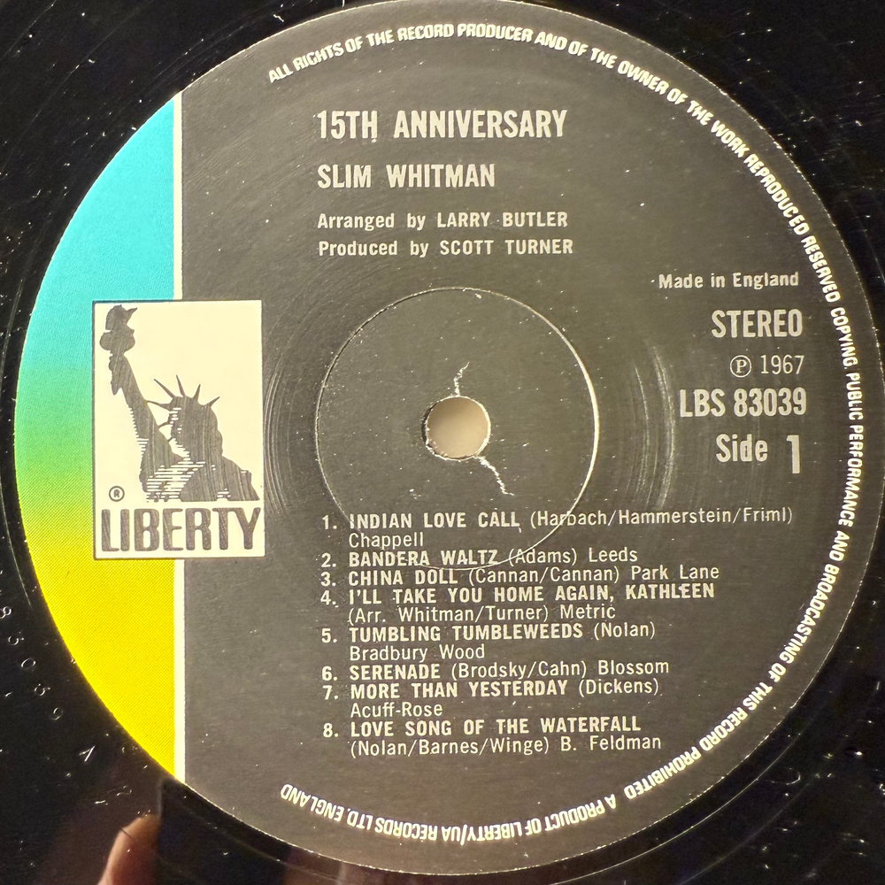 Slim Whitman ‎– 15th Anniversary Album (Англия)