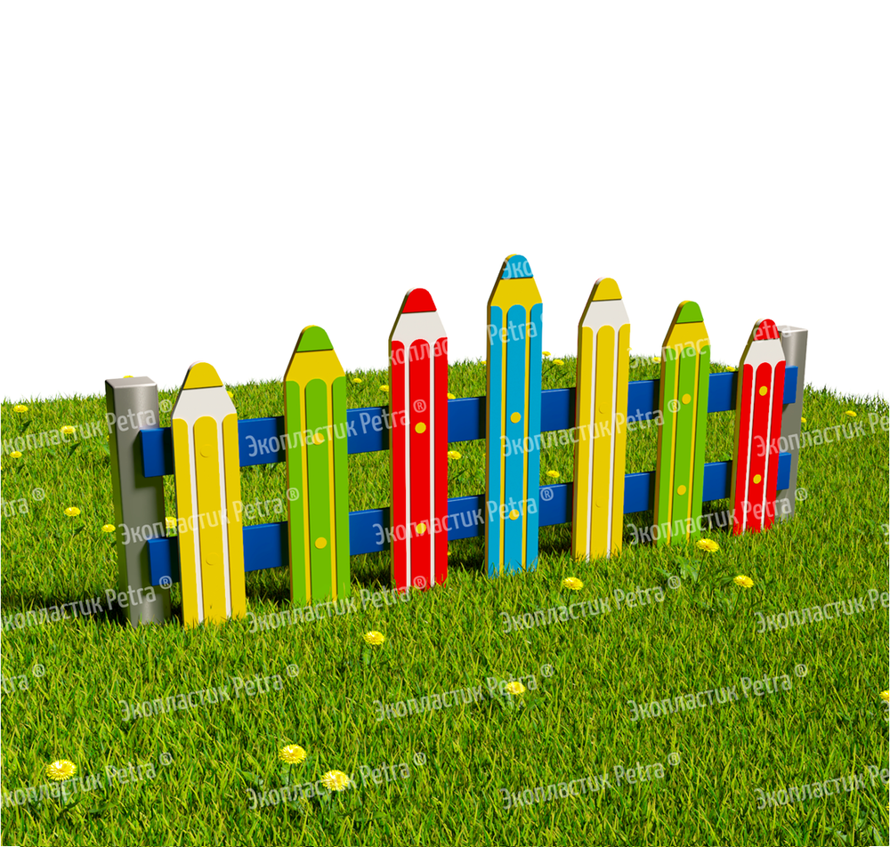 Забор уличный из экопластика Карандашики