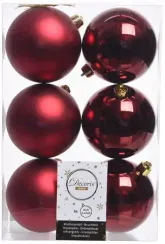Набор пластиковых шаров Парис 80 мм, бордо, 6 шт, Kaemingk (022053)