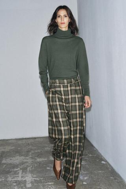 ZARA СВИТЕР ИЗ 100% ЭКСТРАМЯГКОЙ ШЕРСТИ, ЗЕЛЕНЫЙ