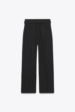 ZARA БРЮКИ С ОТЛОЖНЫМ ПОЯСОМ ИЗ ШЕРСТИ — ZW COLLECTION, ЧЕРНЫЙ