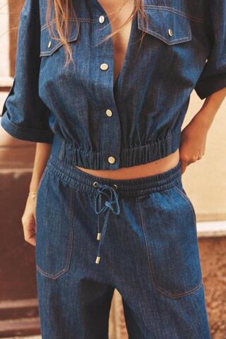 ZARA ДЖОГГЕРЫ ИЗ СМЕСОВОГО ЛЬНА, ИНДИГО