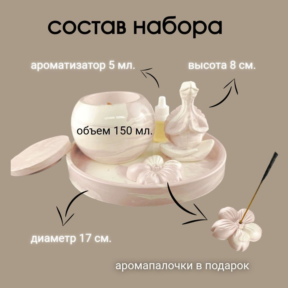 Декоративный интерьерный набор ароматический из гипса , Gips_Craft , 4 в 1 .
