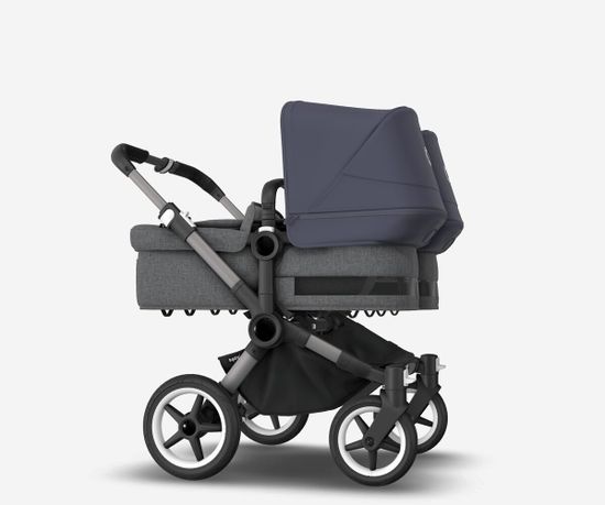 Коляска для двойни 2 в 1 Bugaboo Donkey 5 Twin Stormy blue/Grey melange/Graphite