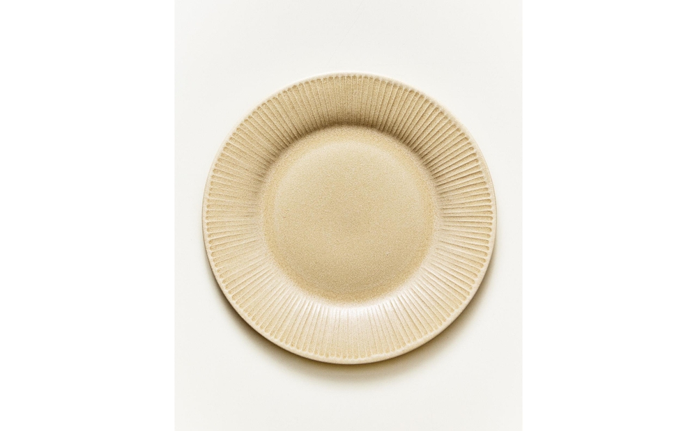 Zara Home тарелка десертная из каменной керамики, цвет бежевый, 22 см