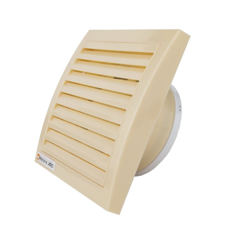 Сверхтонкий вентилятор для ванн ММ 100 квадратный 60 м³/час с обратным клапаном кремовый