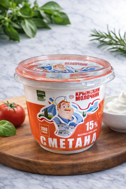Сметана 15% 200 г ТМ Крымский молочник
