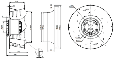 Мотор-колесо MES RO630B-4D-AC0 для крышного вентилятора