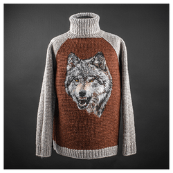 Шерстяной свитер «Сибирский душегрей» волк